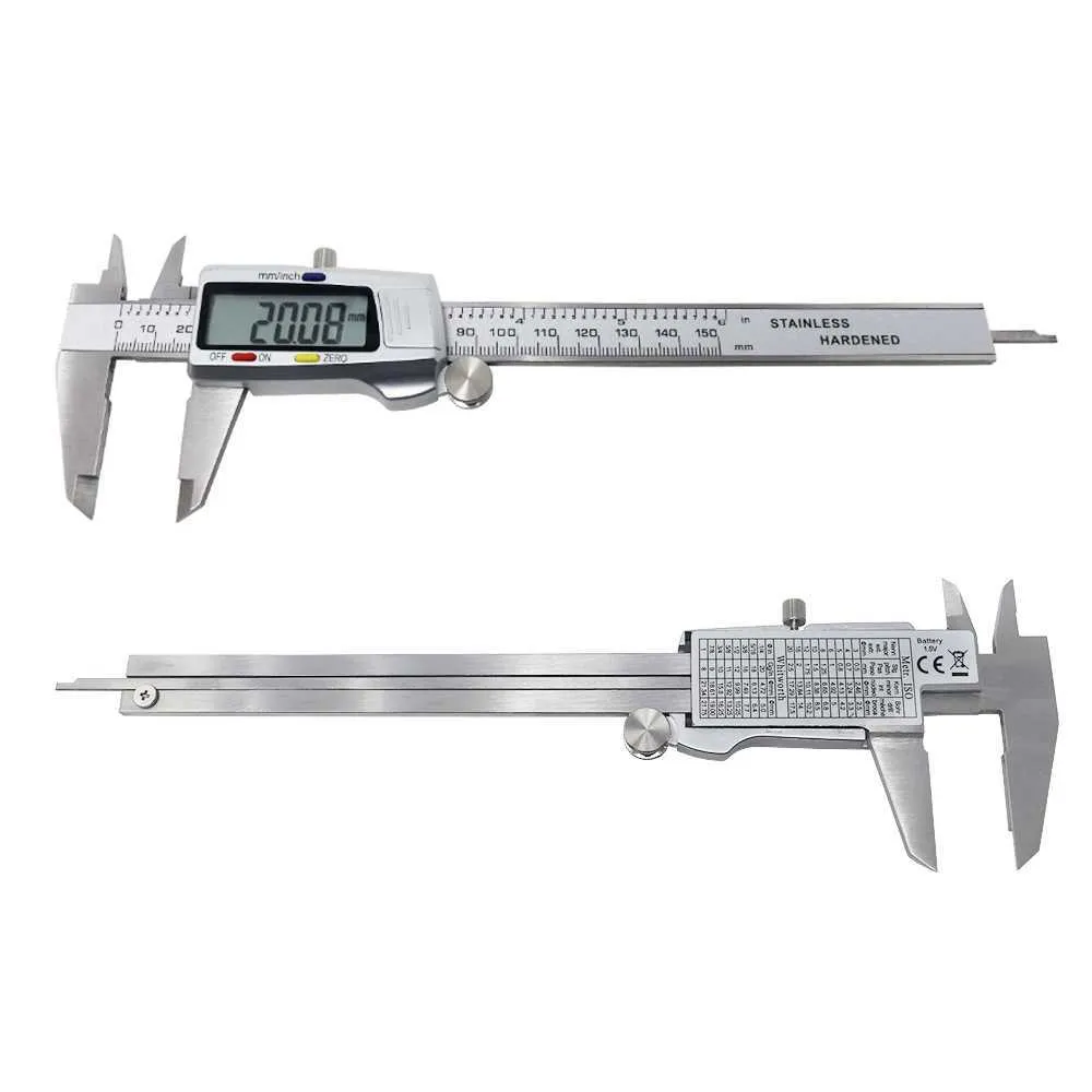 Caliper en métal numérique électronique 150 mm 6 pouces en acier inoxydable Vernier Micromètre Mesurer l'outil Règle 210810