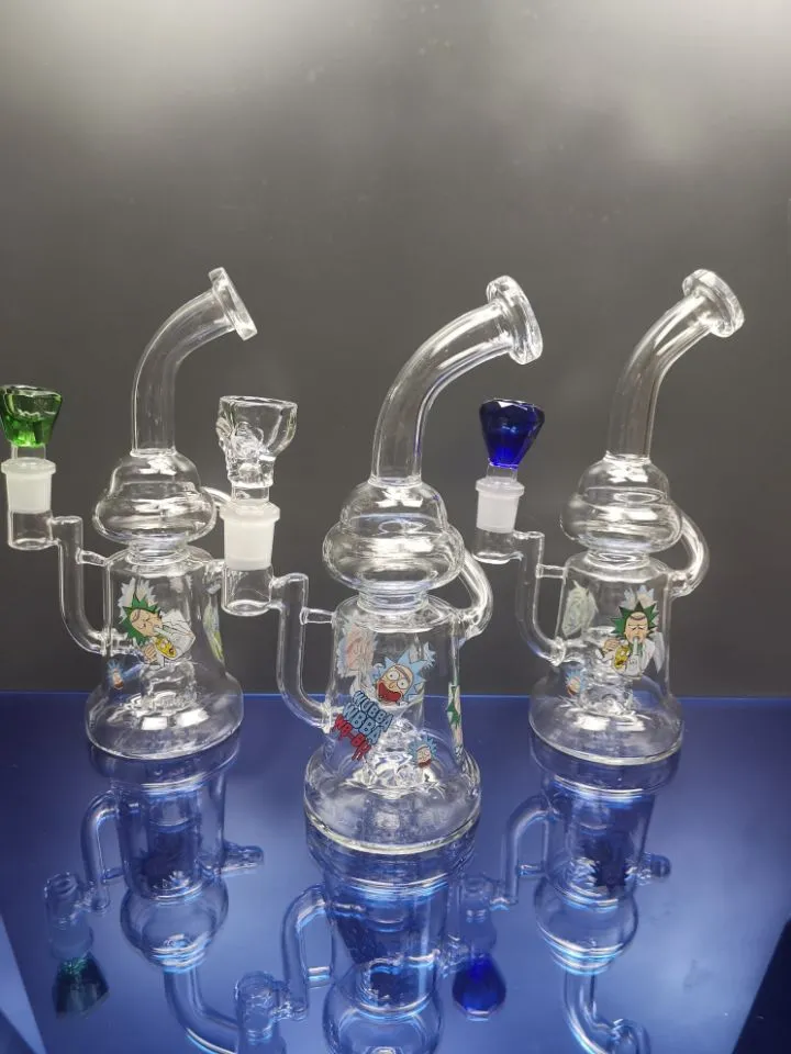 Big Recycle Bongs Dab Rig Water Oil Burner Glass Bong Hosah Reting Pipes Glass Oil Rig 18.8mm Joint Sestshop