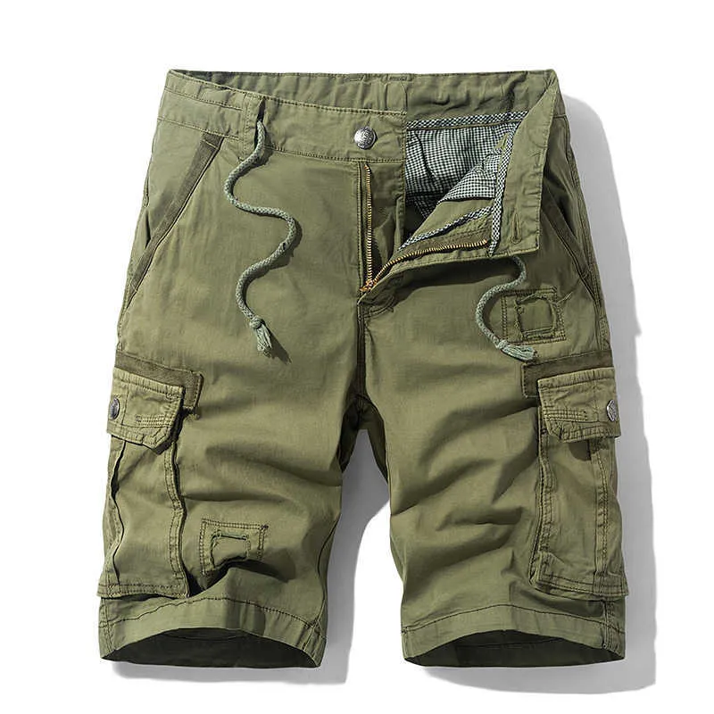 Letnie męskie Cargo Casual Shorts Solid Color Mężczyźni Luźne Siłownie Odzieżowa Moda Jogging Bawełniane Krótkie Spodnie Męskie Odzież 210716