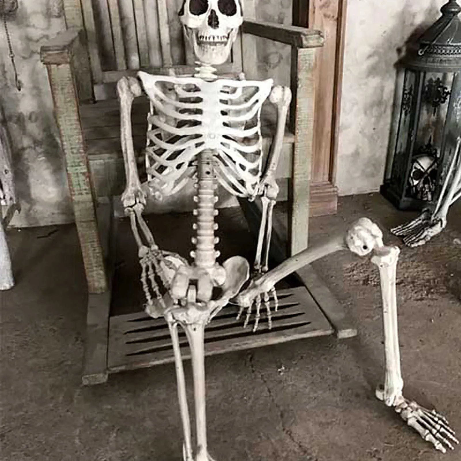 70cm halloween esqueleto prop humano tamanho completo crânio mão vida corpo anatomia modelo decoração festa de halloween decoração para casa y09095292053