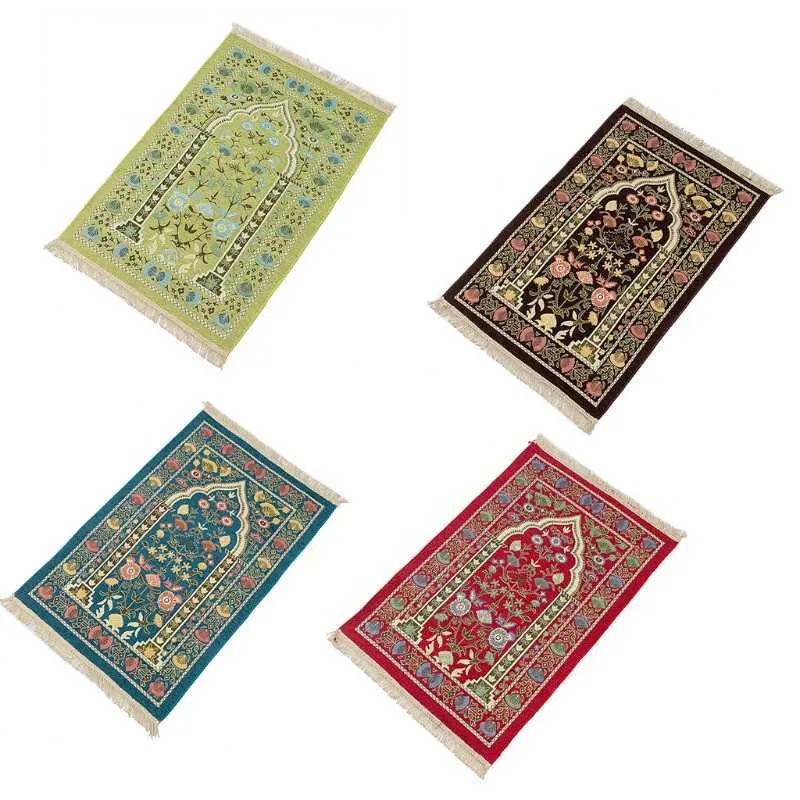 Muslim Prayer Rug Thick Islamic Chenille Praying Mat Floral Woven Tassel Blanket rugs and carpets 70x110cm27.56x43.31in 210928