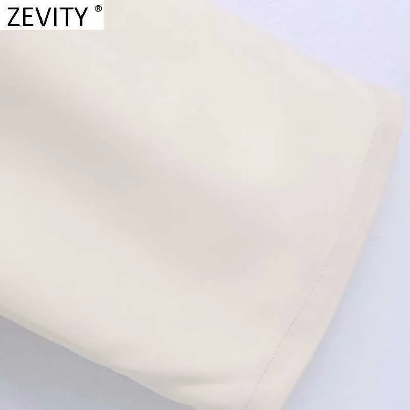 Zevity Women Fashion Solid Färg Pleat Design Ficka Rak Byxor Retro Kvinna Chic Zipper Fly Casual Long Byxor P1106 210603