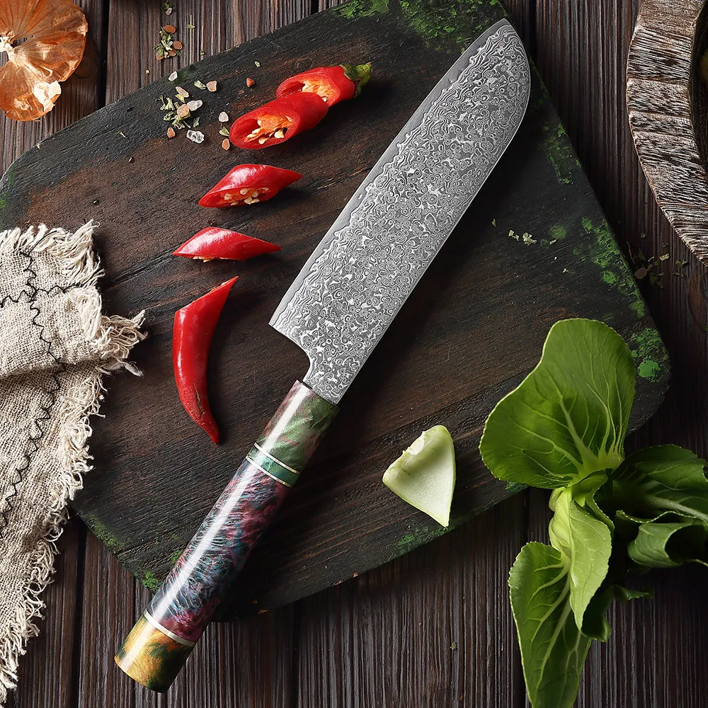 XITUO 8 بوصة سكاكين الشيف عالية الكربون VG10 اليابانية 67 طبقة دمشق المطبخ سكين الفولاذ المقاوم للصدأ Gyuto سكين مستقر الخشب