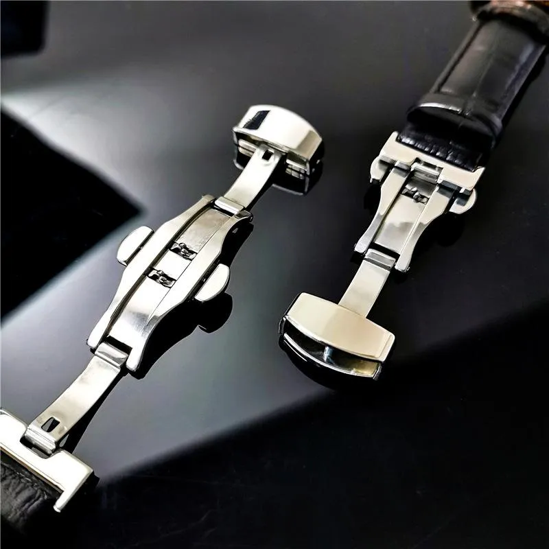 Montres-bracelets Aokulasic Business Bouton-poussoir Caché Fermoir Montre-bracelet Automatique Auto-Vent Creux Et Transparent Mens3086