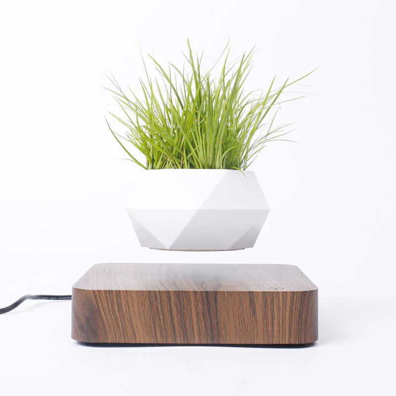 Zwevende Air Bonsai Pot Rotatie Plantenbakken Magnetische Levitatie Schorsing Bloem Drijvende Pot Potplanten Bureau Decor 210712