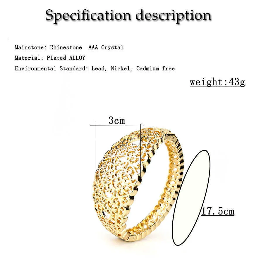 Sunspicems 2020 Chic Gold Color Bangle voor Dames Metalen Hollow Arabesque Manchet Armband Algerijnse Bruiloft Sieraden Arab Bridal Gift Q0719