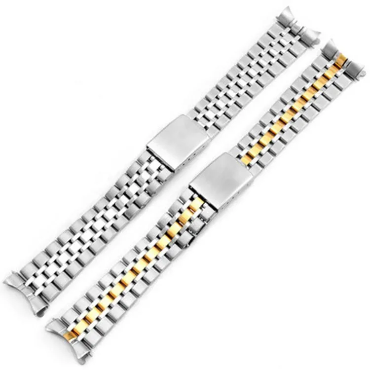 19 mm Watch Accessories Band dla Prince and Queen Strap Solid ze stali nierdzewnej Srebrna złote bransoletki 248a