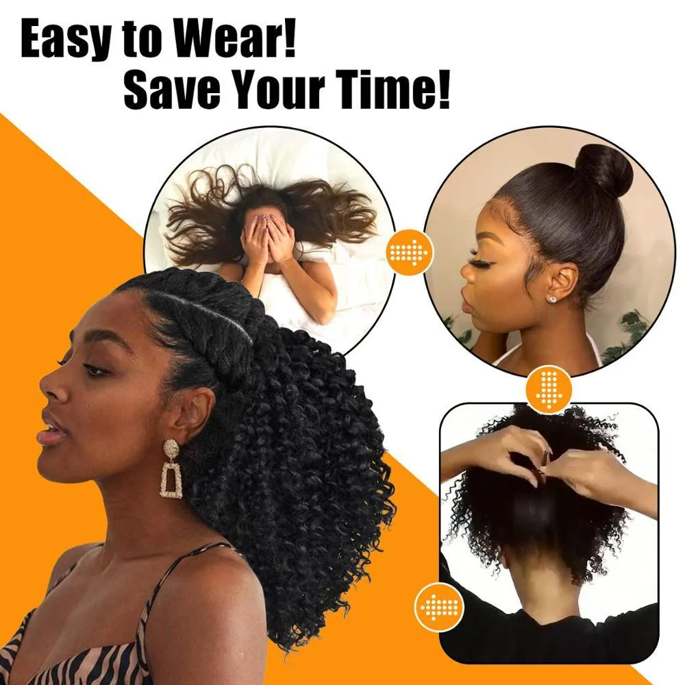 Peruca de rabo de cavalo curto com cordão de 10 polegadas Puff Afro Kinky Curly Hairpiece Sintético Clipe em rabo de cavalo Africano American Hair Extension337n