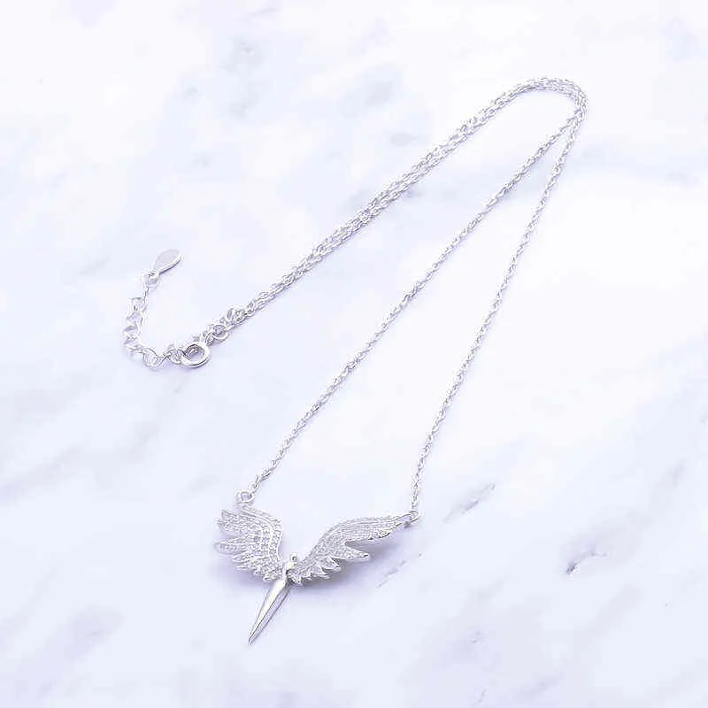 Pekurr 925 argent Sterling CZ Angle aile Phoenix aigle oiseau colliers pendentifs pour femmes chaîne bijoux cadeaux 220114259Q9355220