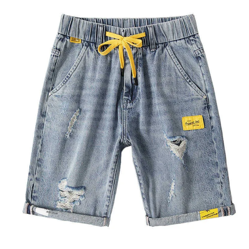 Verão Novos Homens Estiramento Calças de Jeans Curtas Moda Casual Slim Fit Alta Qualidade Elástica Denim Shorts Male marca roupas x0621