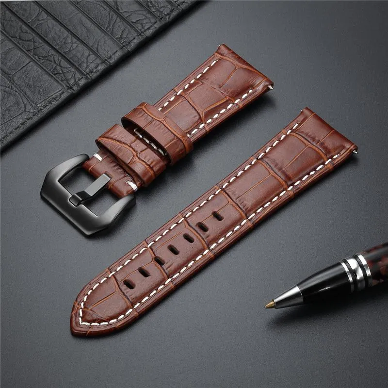 Watch Bands Bamboo Pattern Genuine Leather Watchbands Accessories Stainless Steel Buckle High Quality Replacement Watches Straps3064
