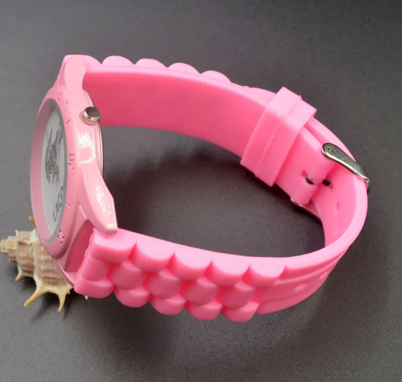 패션 브랜드 시계 여성 레이디 남성 유니탄 악어 스타일 실리콘 밴드 쿼츠 손목 시계 LA02321S