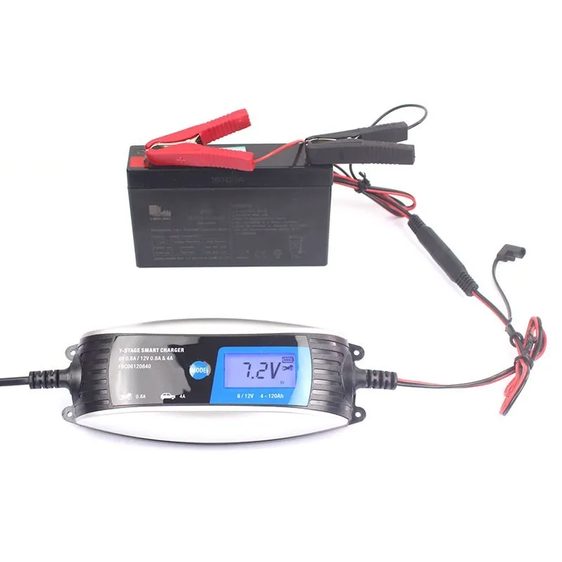 6V 12V 0.8A 4A Motorcycle Car Battery Lead Acid 7-Stage Smart Waterproof Charger Automatic Charging