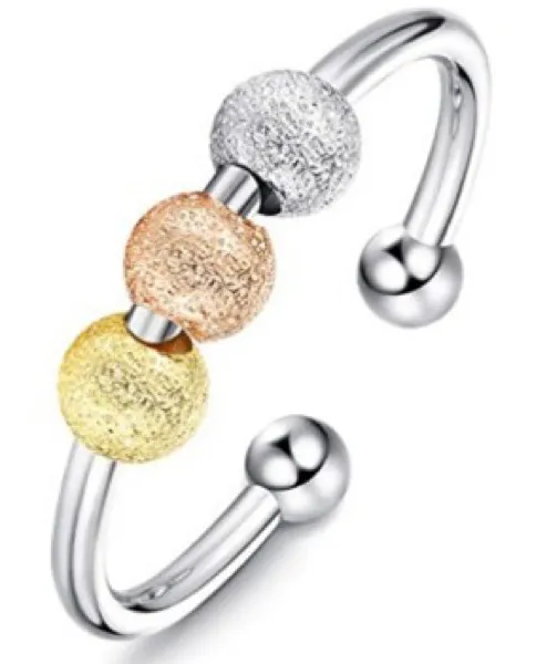 Ornement de bracelets à breloques de mode personnalisés européens et américains Perles porte-bonheur Ornement simple en anneau ouvert givré plaqué or