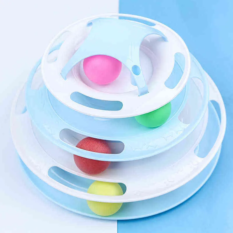 4 niveaux Pet Cat Toy Créativité Space Tower Tunnel Tracks Intelligence Ball Training Interactive Amusement Plate Produits pour animaux de compagnie 211122