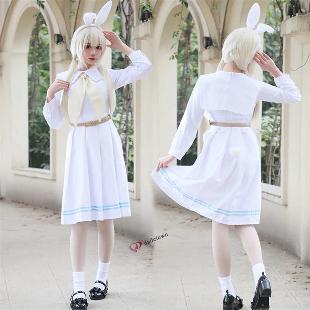 2020 nouveau Anime Beastars Cosplay Costume Haru femmes école uniforme perruque lapin fille japonais mignon robe Y0913
