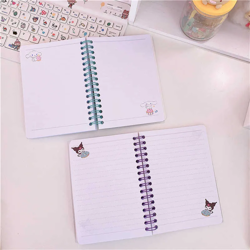 Kawaii Japanese Style Cute Cartoon Printed Pattern Notebook Coil Hand Account Notepad Diary Student Planner 210611