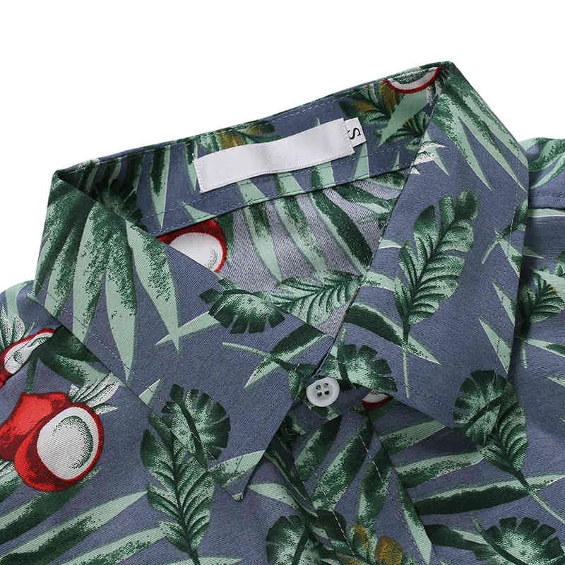 Autumn Coconut Pattern Floral Men's Shirt Hawaii Beach Long Sleeve Men Button up Casual Shirt Cotton Print Slim Shirt hombre 210524