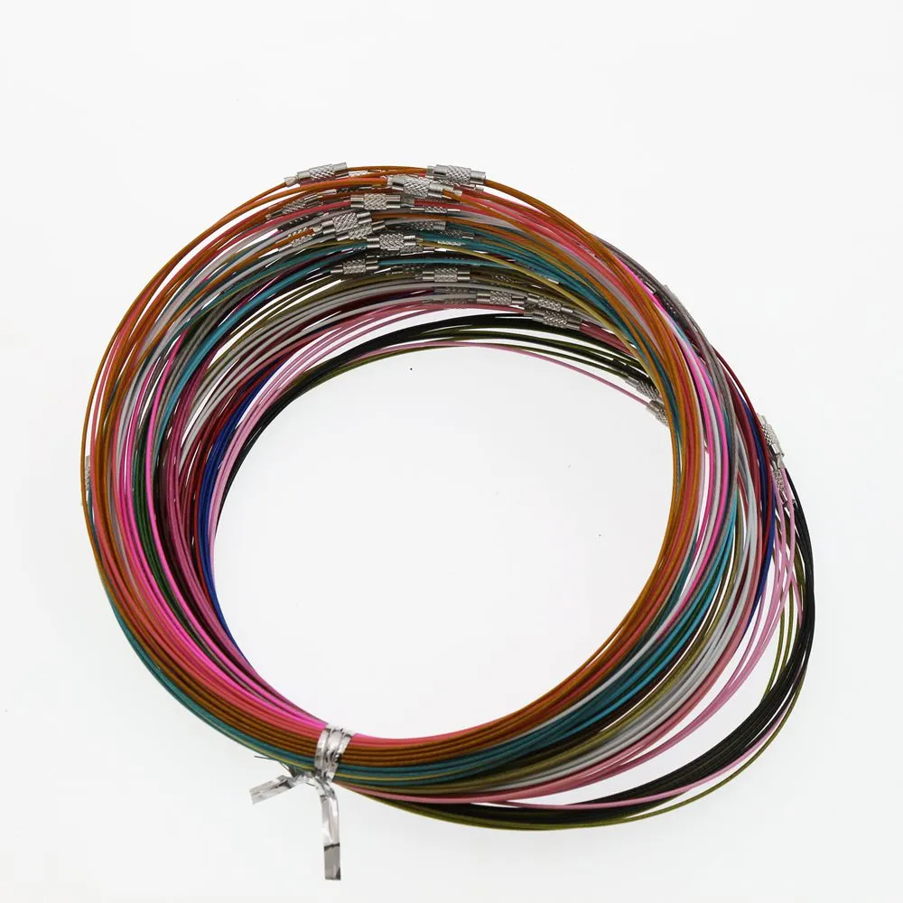 Multi couleur en acier inoxydable fil cordon colliers chaînes nouveau 200 pièces bijoux résultats composants 18 229h