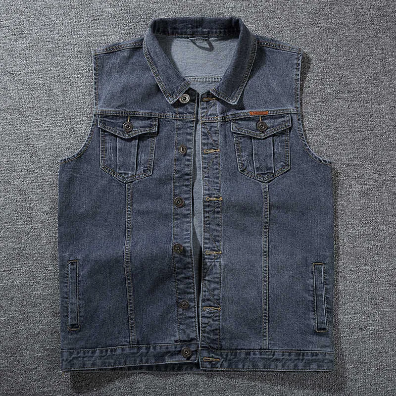 5 Farbe Vintage Denim gewaschene graue Jeans Westen Herren Sleeveless Cowboy Jacken Casual Weste Mann Weste Plus Größe 8XL 7XL 6XL 210925