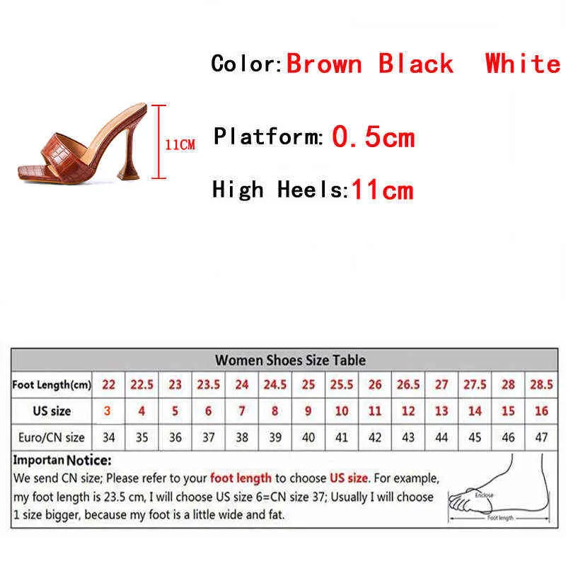 Zapatillas nuevas moda tacones altos extraños mulas femenina de cuero de serpiente marrón de cuero abre dedo de cuero abre zapatos para mujeres sandalias 220308