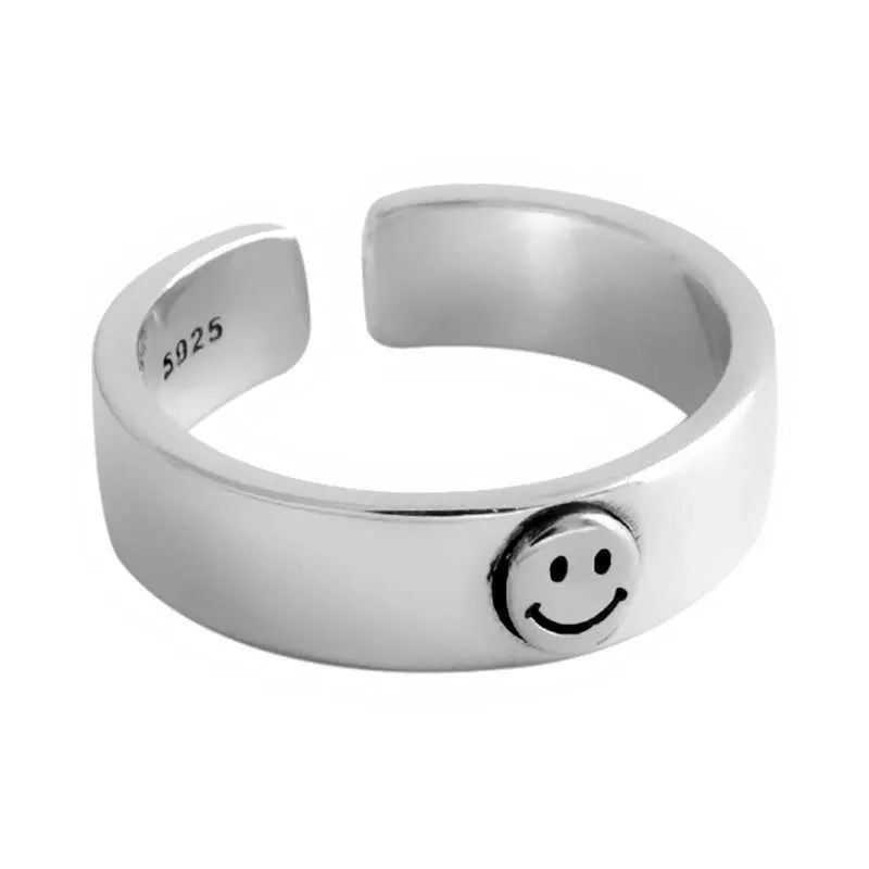 Ins Retro Smile Face Ring Studentessa Open Finger Regolabile s Personality Jewelry