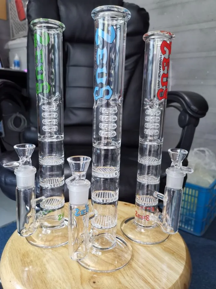 Bong dab rigg klistermärken vattenrör tjock glas honungskaka perc matris percolator bongs hårt glas rör vaxolje riggar gemensam 18,8 mm sestshop sälj