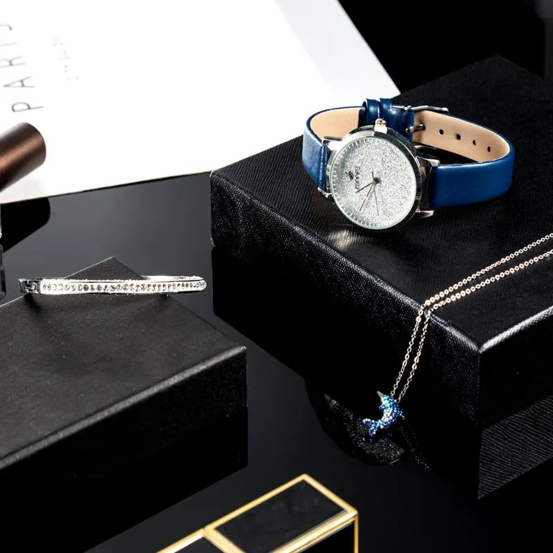 Orologi da polso 5 pezzi set orologio da donna di lusso set in acciaio inossidabile Jewerly quarzo orologi da donna regalo braccialetto in titanio Montre Femme3377