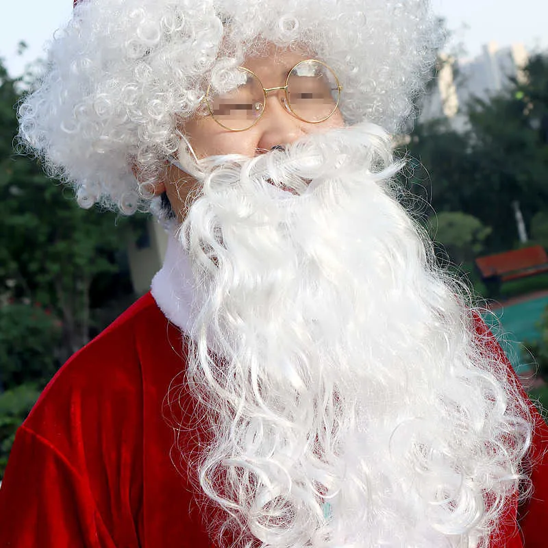 Natale Babbo Natale Costume Barba Lotti Uomini Vestiti Cosplay Vestito Operato In Tuta Adulti Y0913