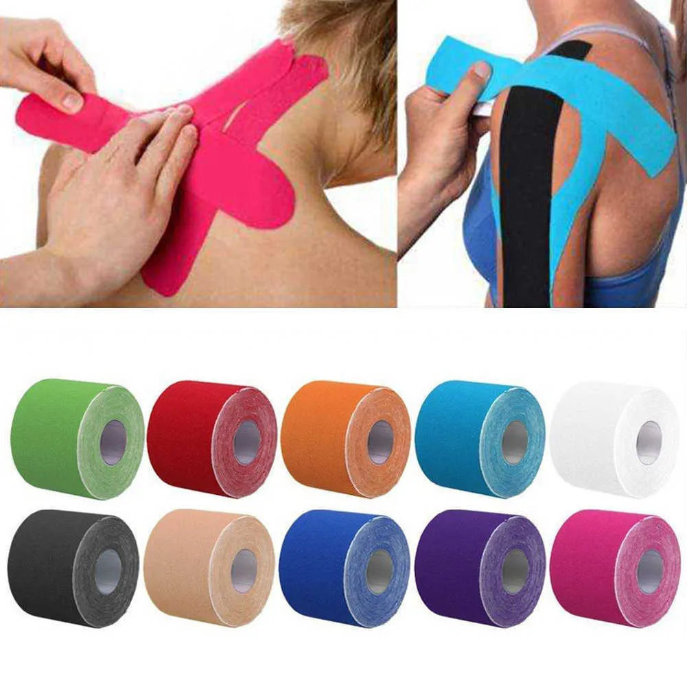 5/2.5cm*5m Kinesiology Tape Athletic Recovery Elastic Tape Kneepad Muscle Pain Relief Knee Pads Support for Gym Fitness Bandage