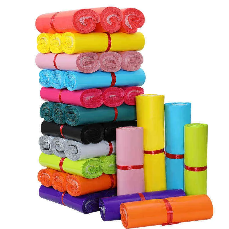 100 unids/lote PE colorido autosellado impermeable bolsa de correo espesar multifunción para sobres de correo bolsas de mensajería coloridas H1231