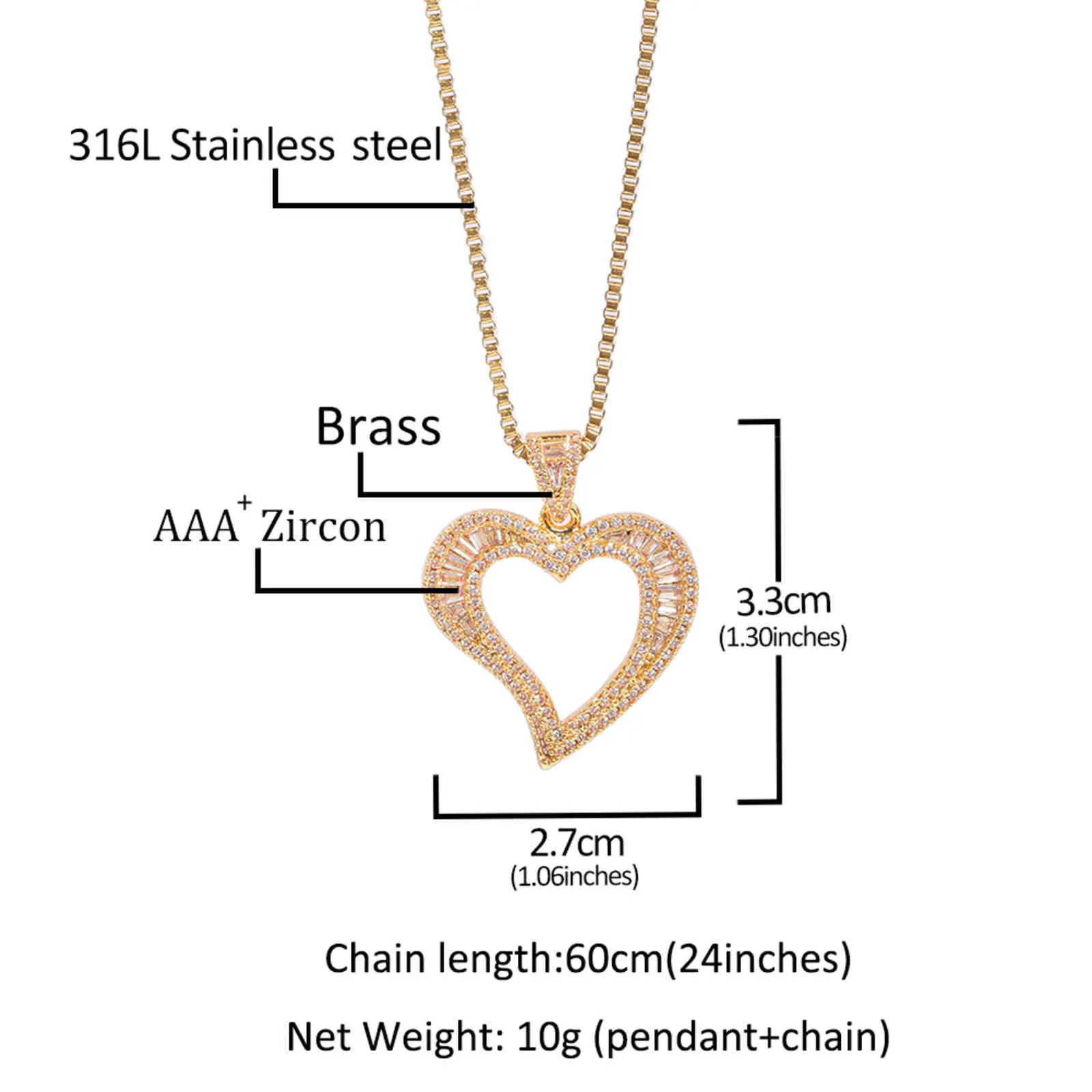 UWIN Mini Hollow Heart Beedant Cleaned Out Bling Charm с Заявлением Box Цепь Ожерелье Мужчины Женщины Хип-Хоп Сети для Украшения Подарок