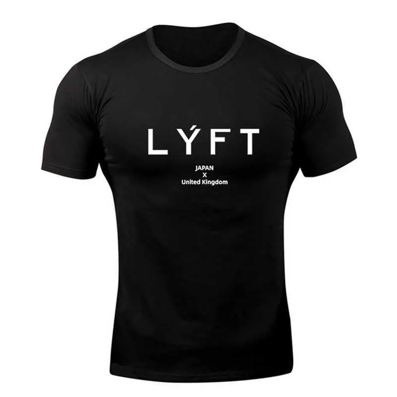 Japan&UK LYFT-Brand Running T Shirt Men Bodybuilding Sport T-shirt Short Sleeve Compression Top Gym Shirt Men Fitness Tight Tee X0602