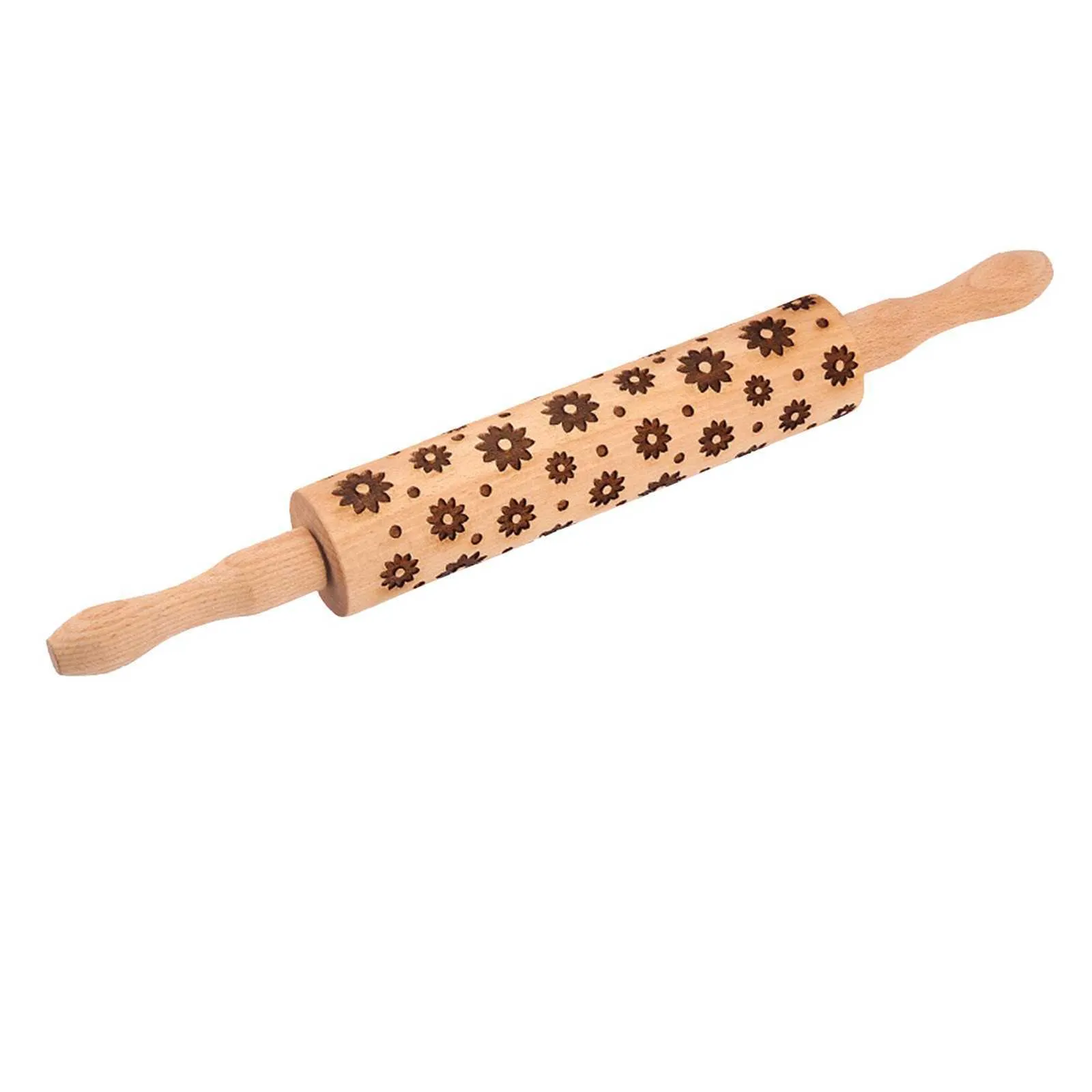Creative Pattern Rolling Pin Wooden Household Baking Embossed Engraving Pin Home Kitchen Noodles Bread Making Tool 211008