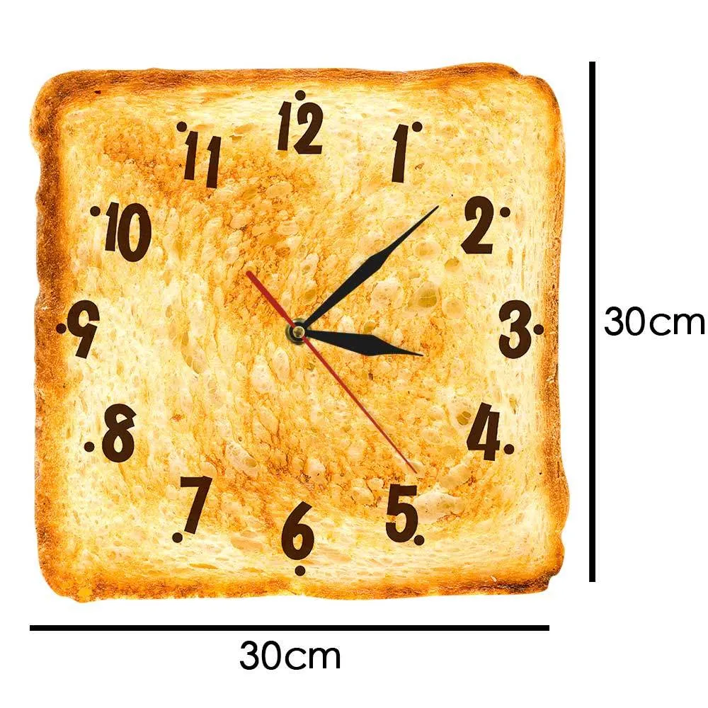 12-дюймовый поджаренный хлеб современная кухня настенные часы хлебобулочные деловые знак торт магазин печати кварцевые часы работают ZEGAR Scienny 210325