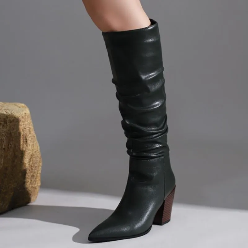 Nouvelle mode femmes chaussures genou bottes hautes talons hauts fête occidentale hiver automne chaussures pour dames taille 34-43