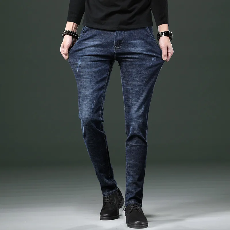 Мужские джинсы весны и осенние брюки Модные повседневные брюки 210318