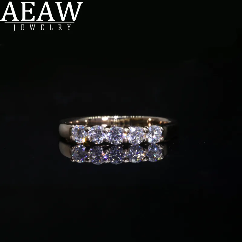 AEAW Oro bianco 14k 0,1ct m Totale 0,5ctw DF Taglio rotondo EngagementWedding Lab Grown Diamond Band Ring le donne 220309