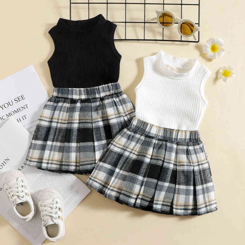 Barn barn tjejer sommar vårkläder sätter mode blommig utskrift av axel t-shirts toppar + kjol outfits 1-5y y220310
