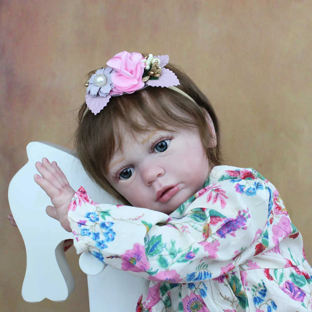 60 CM Morbido Silicone Reborn Baby Girl Doll Finito Tayra Cloth Body Toy Realistico 24 Inch Princess Toddler 3D-Paint Skin Tone Q0910