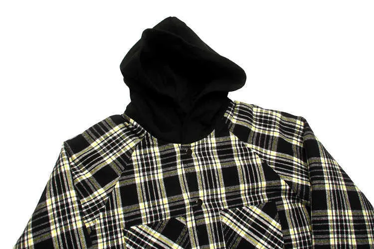 Heren Jassen Geweldig uitziende Wauw Meichao West-bank Verdikt Mached Flanel Warme Zand Katoen Hooded Plaid Shirt Style Jas