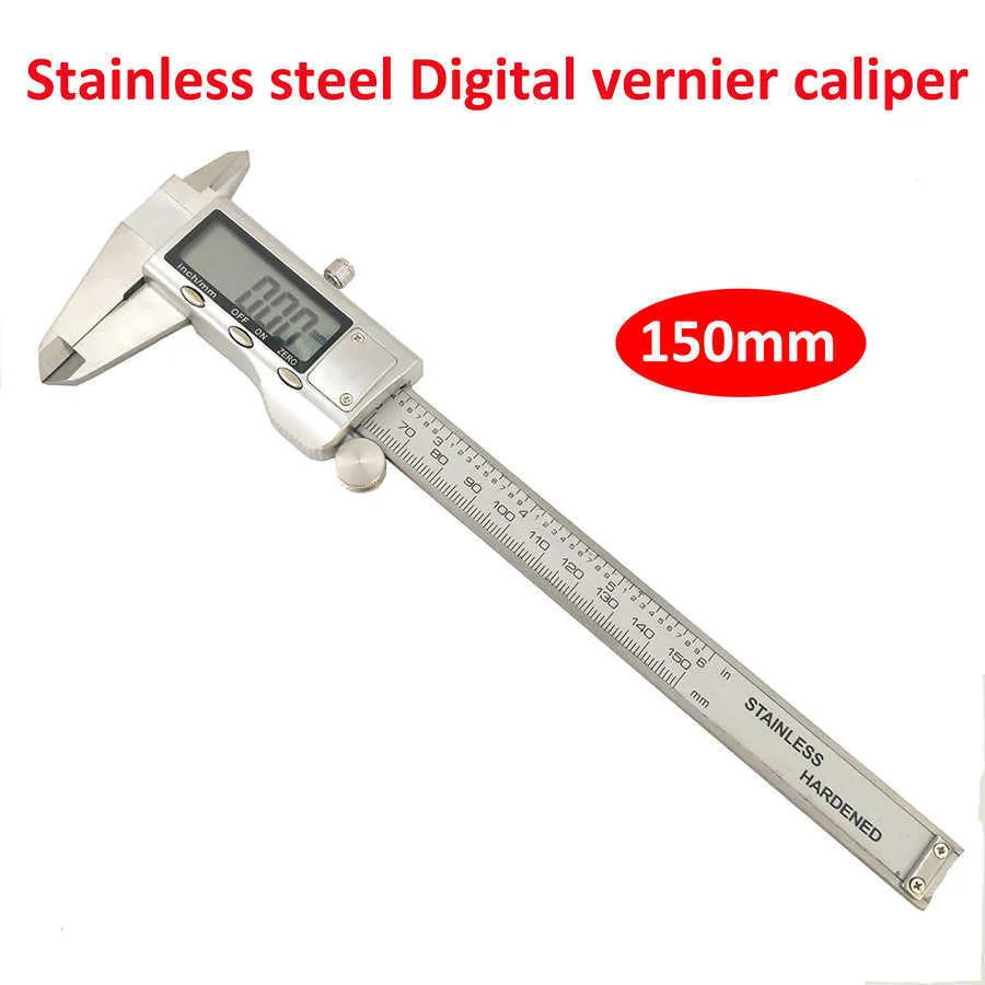 Digital Vernier Caliper Rostfritt stål 0-150mm 6 tum 0,01 mm Digital display Elektronisk linjalängd Mätverktyg 210922