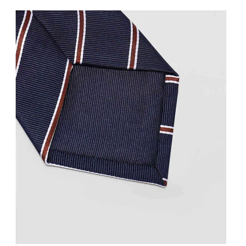 Navy Blue Striped Krawat Dla Mężczyzn Marka Projektant 8 CM Business Business Fashion Luksusowa Dress Garnitur Jedwabne Poliester Krawat z Pudełko