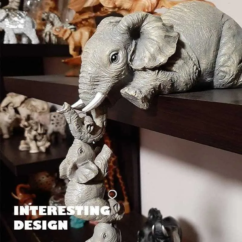 Elefant-Harz-Ornamente, dreiteilige Dekorationen, 3 Mütter, zwei Babys, die am Rand von Handwerksstatuen hängen, Dropship 210924