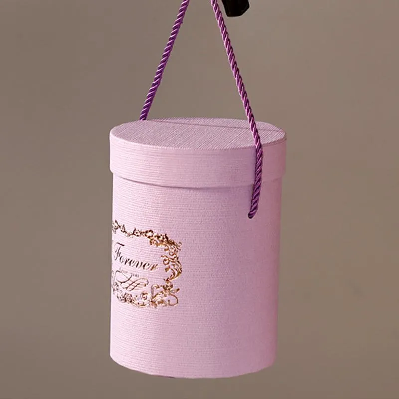 Große Blumenkastenverpackung Floral Runde Hutschachteln Papieraufbewahrung Umarmungseimer mit Deckel Hochzeit Süßigkeiten Geschenke Geschenkverpackung184d