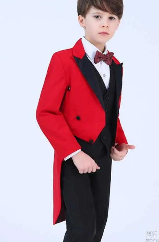 Formale Junge Smoking Anzug Set Kinder Hochzeit Host Klavier Leistung Party Kostüm Kinder Smoking Hemden Hosen Bowtie 4 stücke Outfit x0909