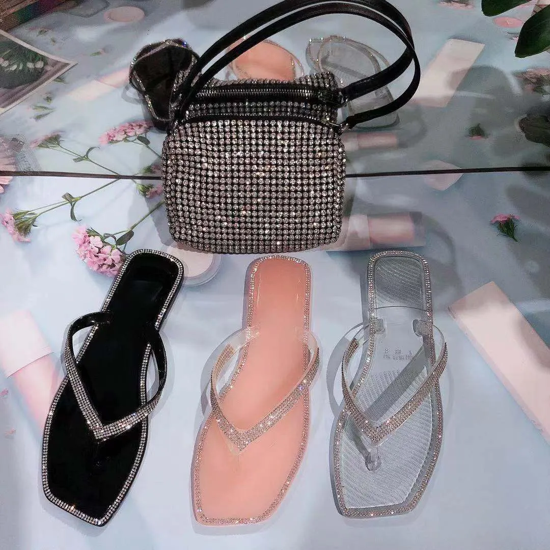 Mode flip-flops tofflor med diamante strand gelé sandaler för kvinnor sommar tofflor högkvalitativt speciellt design dagligen slitage