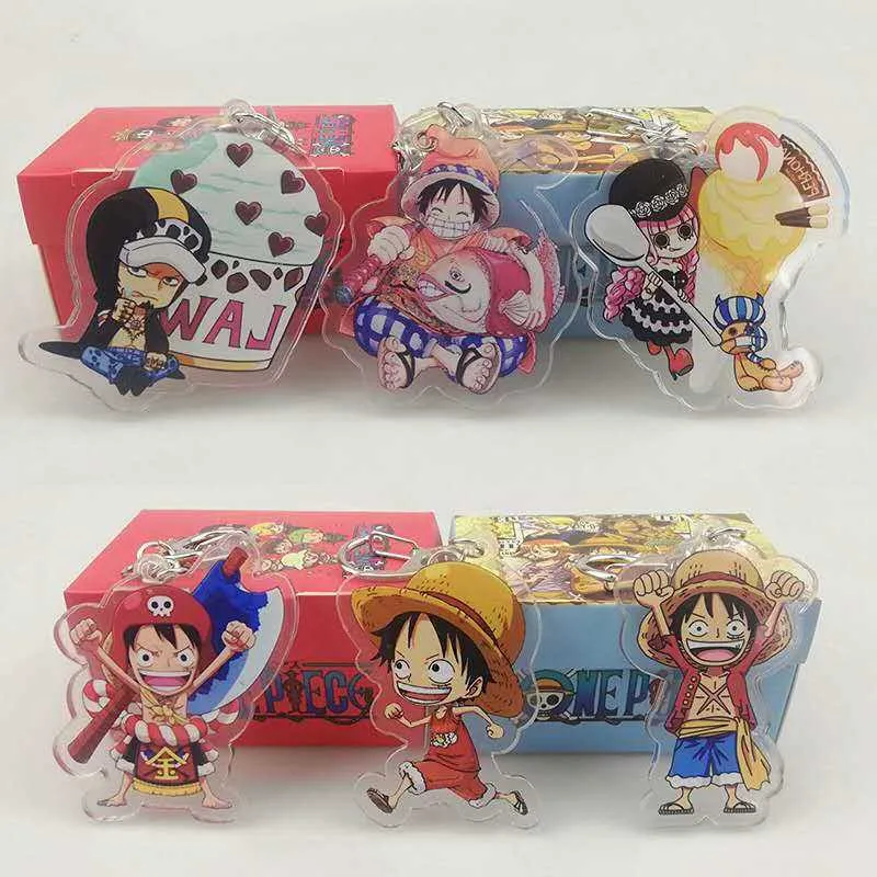 50 st mycket hela tecknad film en bit luffy transparent pvc nyckelring tony chopper roronoa zoro sanj mode tillbehör llaveros h09272o