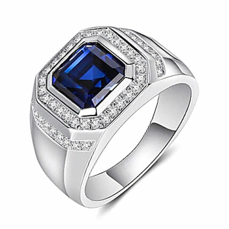 Женские кольца Кристалл Ювелирные Изделия Классическое синее кольцо, роскошный набор бриллиантового циркона кольцо кластер для женских полосных стилей