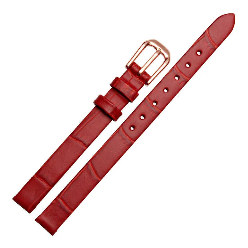 Echt lederen horloges band mode dame klein formaat horlogeband 6 mm 8 mm 10 mm 12 mm zwart wit rood bruin horlogeband H0915207q